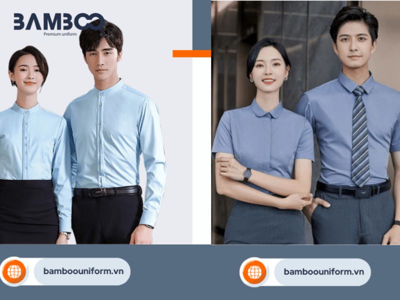 Thiết kế áo sơ mi màu xanh nhạt nhẹ nhàng