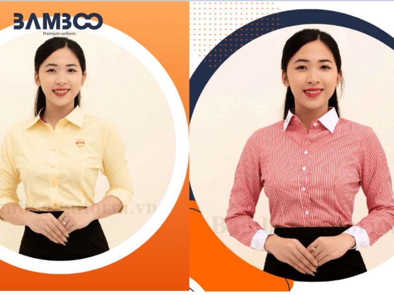 Áo sơ mi vàng tươi sáng và áo sơ mi sọc đỏ nổi bật