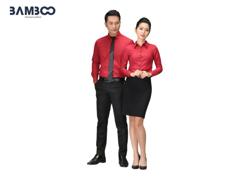 Áo sơ mi đỏ đồng phục công sở
