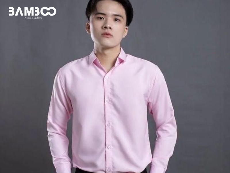 Sơ mi công sở màu hồng thanh lịch, chất liệu thoáng mát