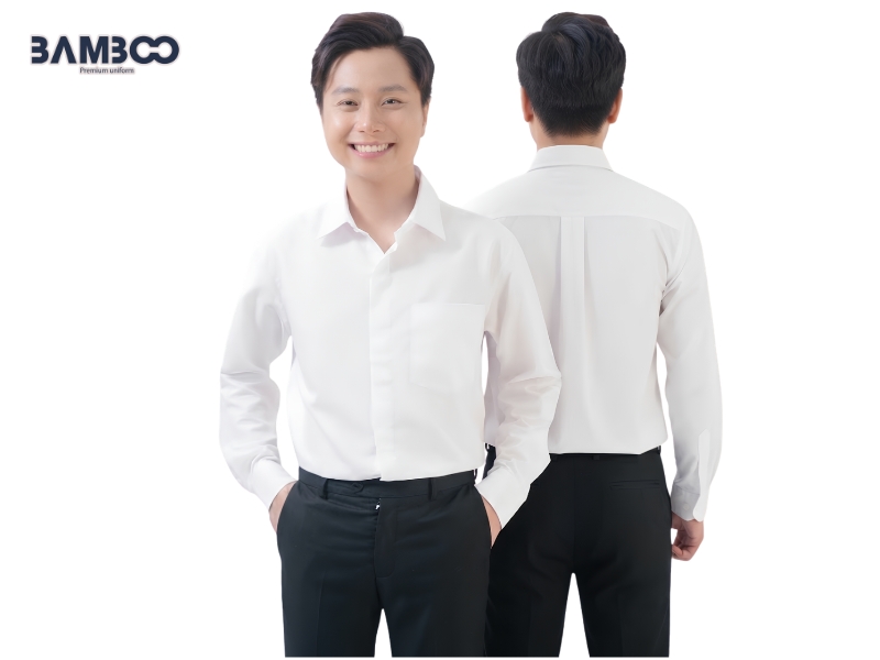 Mẫu áo sơ mi nam công ty màu trắng thanh lịch, dễ phối đồ và phù hợp nhiều môi trường công sở