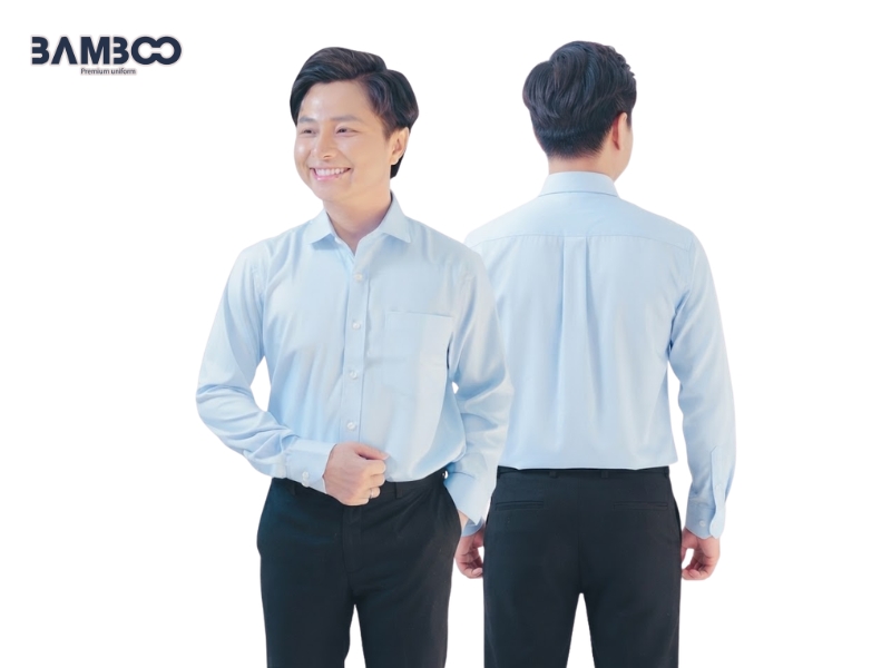 Áo sơ mi nam xanh biển nhạt thanh lịch, trẻ trung, dễ phối đồ và nhận diện thương hiệu