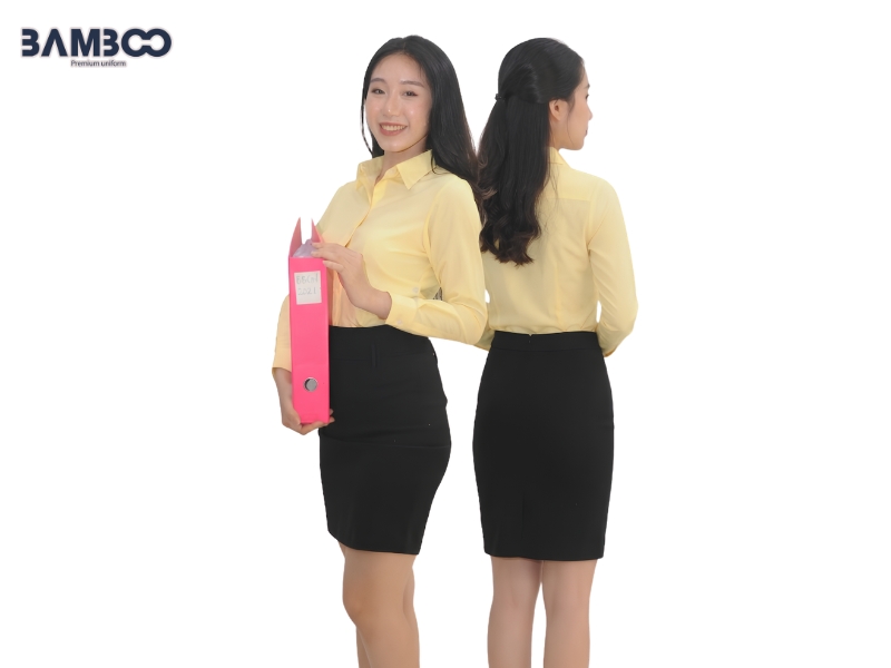 Áo sơ mi nữ vàng tay dài mang vẻ thanh lịch, trẻ trung và phù hợp môi trường công sở