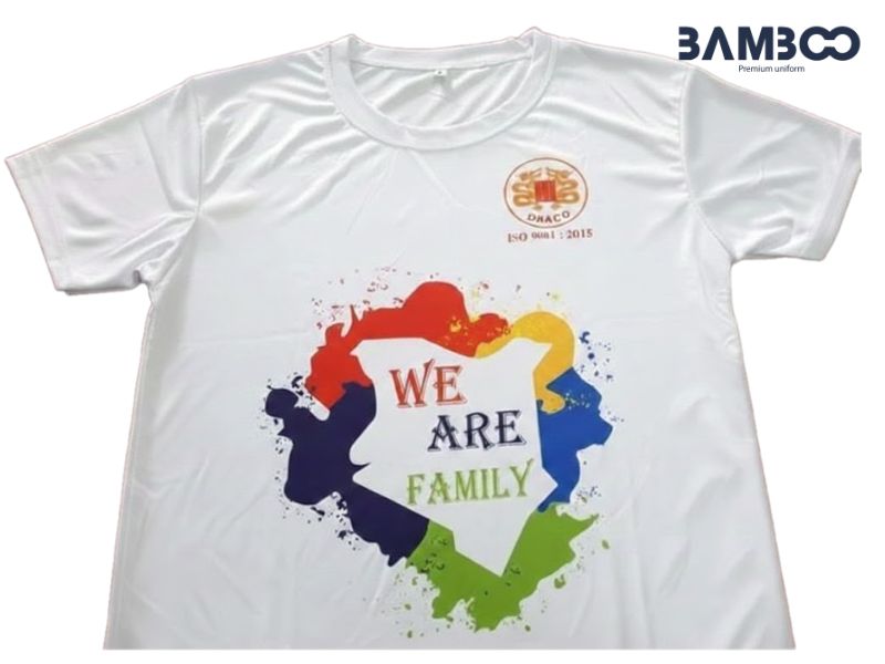 Áo thun cổ tròn trắng thoáng mát, dễ phối đồ, gắn kết tập thể