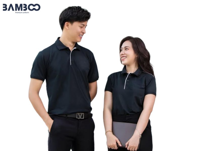 Áo thun cổ trụ đơn sắc với thiết kế tinh tế