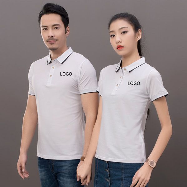 ÁO THUN ĐỒNG PHỤC CÔNG SỞ TRẮNG VIỀN CỔ ĐEN NĂNG ĐỘNG, TRẺ TRUNG