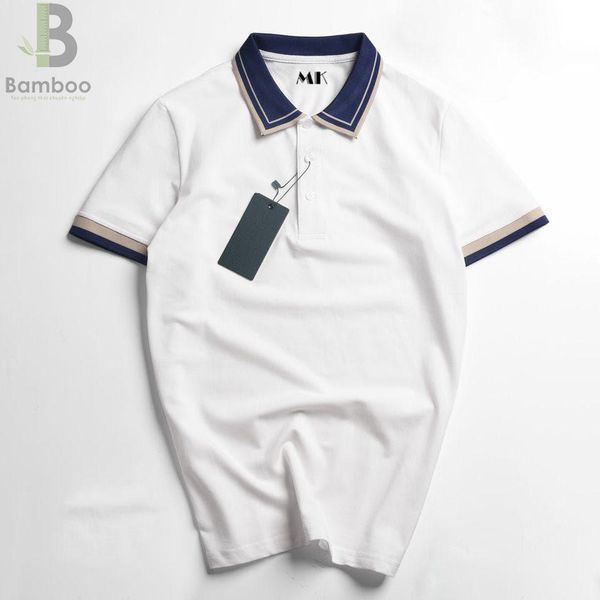 ÁO THUN TRẮNG VIỀN XANH - BAMBOO UNIFORM Áo Thun Trắng Viền Xanh - Bamboo Uniform