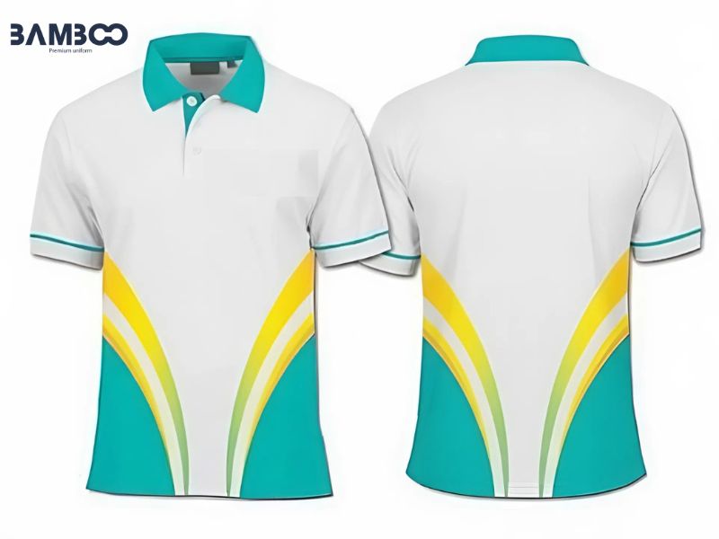 Áo thun quà tặng mẫu họa tiết xanh ngọc phối vàng mang lại năng lượng, sự lạc quan và thu hút sự chú ý tức thì