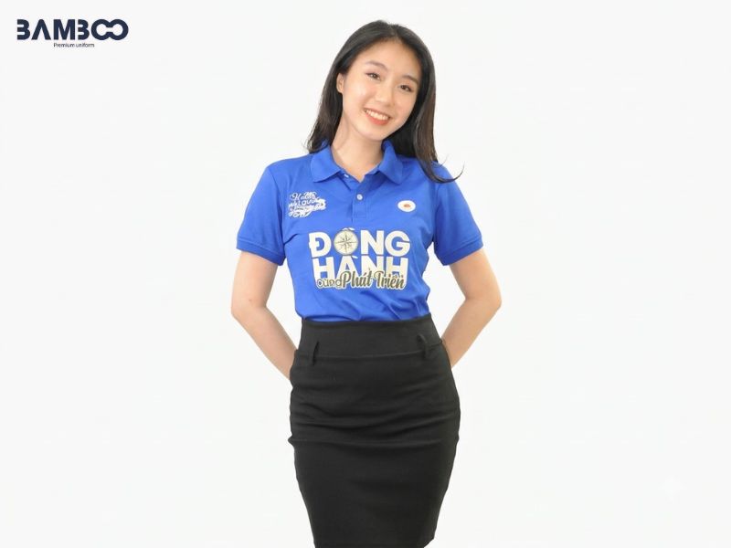 Mẫu áo thun sự kiện cộng đồng màu xanh dương, thiết kế polo năng động