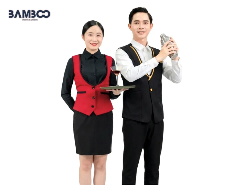 Vest, gile phối quần âu hoặc chân váy tạo vẻ sang trọng, chuyên nghiệp cho bartender