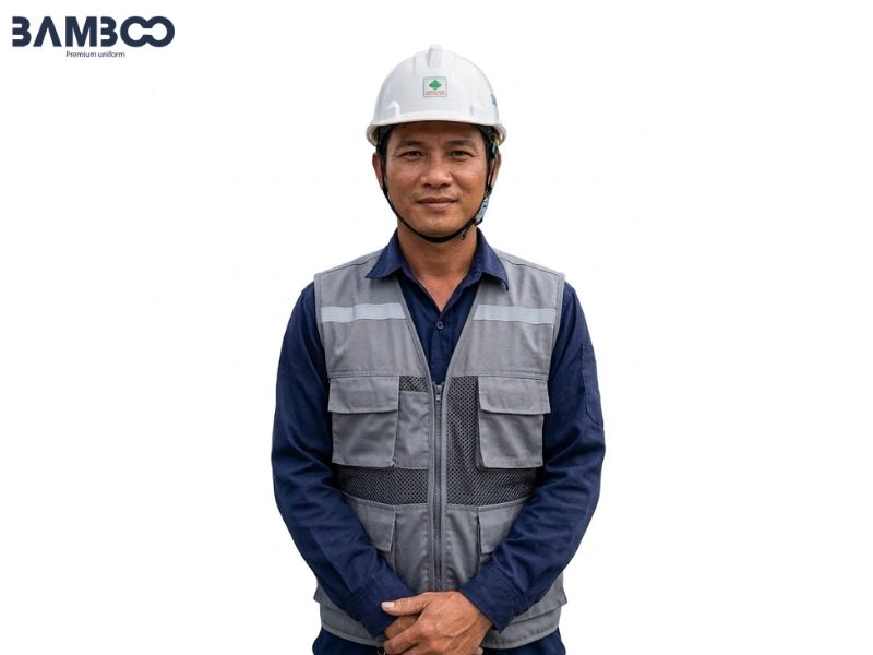 Bamboo Uniform may gile bảo hộ xám chuẩn chất lượng