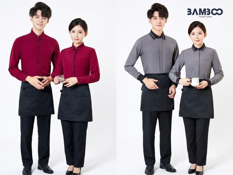 Bamboo Uniform may áo đồng phục phục vụ quán ăn theo yêu cầu, giá tốt, mẫu đẹp
