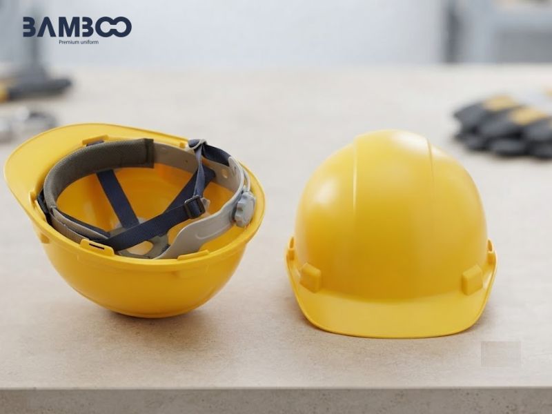Bamboo Uniform cung cấp nón bảo hộ vàng chất lượng, in logo theo yêu cầu