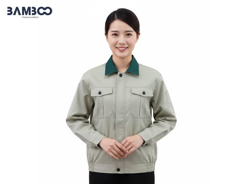 Bamboo Uniform may áo bảo hộ nhân viên kỹ thuật màu xám cao cấp