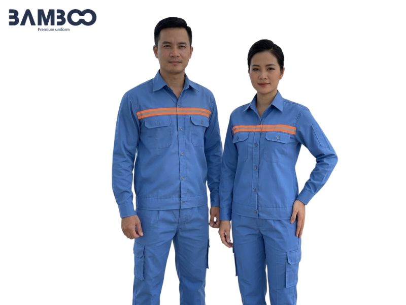 Bamboo Uniform may áo bảo hộ kỹ thuật xanh cam chất lượng, giá tốt
