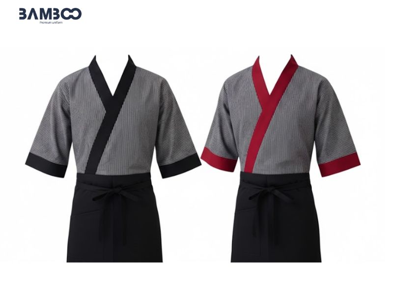 Bamboo Uniform may áo bếp xám đồng phục nhà hàng cao cấp