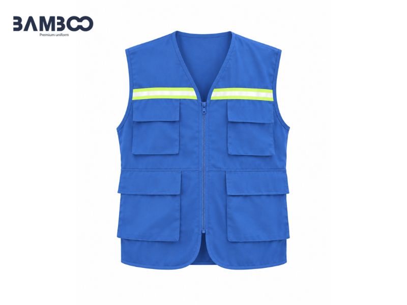Bamboo Uniform may gile xanh dương trực tiếp, quy trình rõ ràng, linh hoạt theo yêu cầu