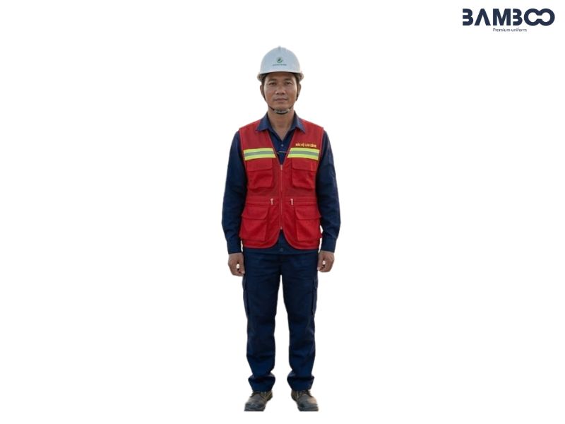 Bamboo Uniform may gile bảo hộ đỏ bền đẹp, in logo sắc nét, giá tốt