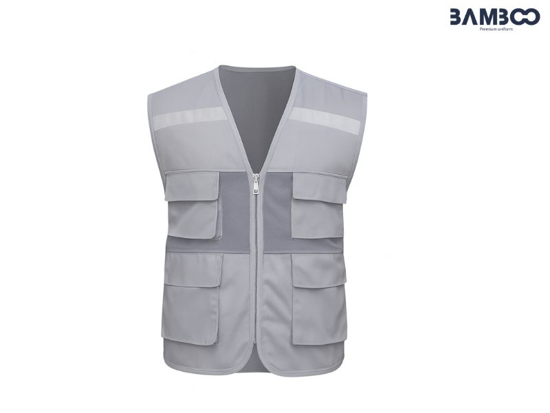 Bamboo Uniform may áo gile bảo hộ xám tại Bamboo Uniform bền đẹp, thiết kế tiện dụng