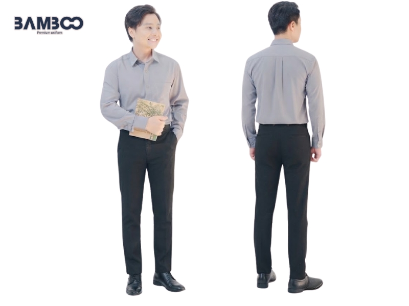 Bamboo Uniform may áo sơ mi nam màu xám chất lượng, đa dạng mẫu mã và tối ưu chi phí