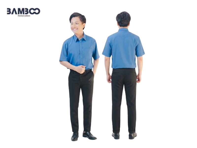 Bamboo Uniform may áo sơ mi nam xanh dương đậm theo yêu cầu&nbsp;
