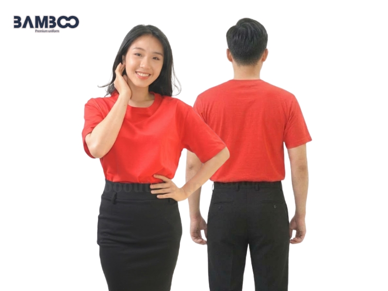 Bamboo Uniform may áo thun đồng phục đỏ đẹp, chất lượng, giá tốt