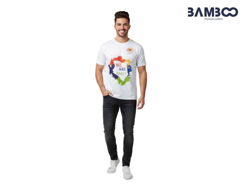 Bamboo Uniform may áo thun cổ tròn trắng chất lượng cao, form chuẩn, in sắc nét, giá gốc tận xưởng và dịch vụ bảo hành chu đáo