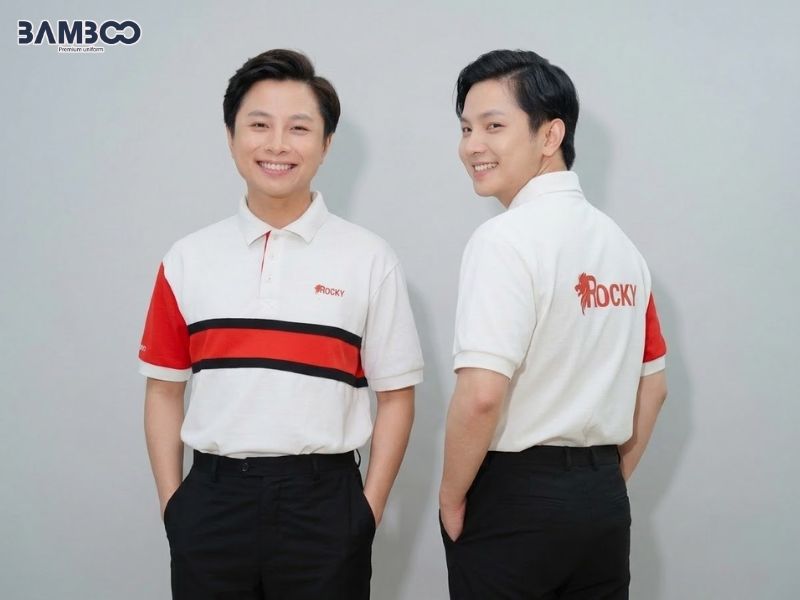 Bamboo Uniform may áo thun Rocky chuẩn form, phối màu đẹp, in thêu logo sắc nét
