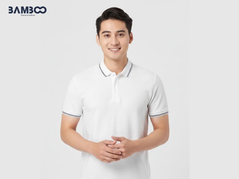 May áo polo trắng phối viền tại Bamboo Uniform cam kết chất lượng, uy tín và giá trị bền vững