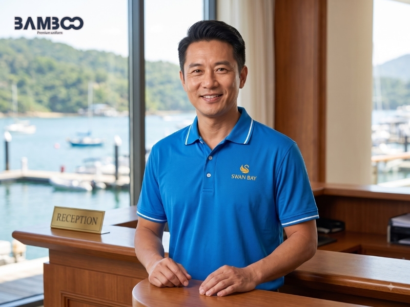 Bamboo Uniform nhận may áo xanh da trời theo yêu cầu, đồng bộ mẫu mã và logo