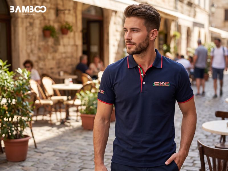 Bamboo Uniform may áo xanh đen theo yêu cầu, chủ động chất lượng, thiết kế, tiến độ và chi phí