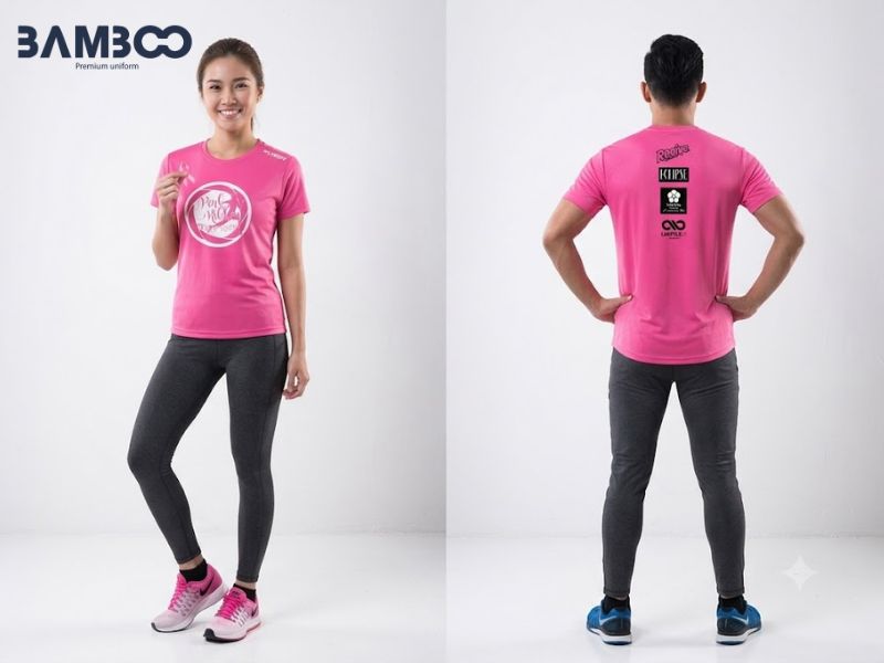 Bamboo Uniform may áo thun quà tặng màu hồng chất lượng, bền đẹp, giá tối ưu