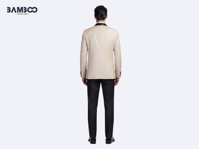 Bamboo Uniform may áo vest nam màu kem viền đen chuẩn form, bền đẹp, giá tốt
