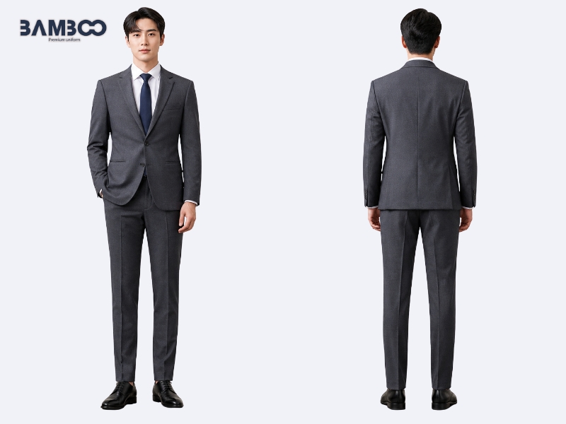 Bamboo Uniform may áo vest nam màu xám đen cao cấp, chuẩn form, bền đẹp, giá tốt theo yêu cầu