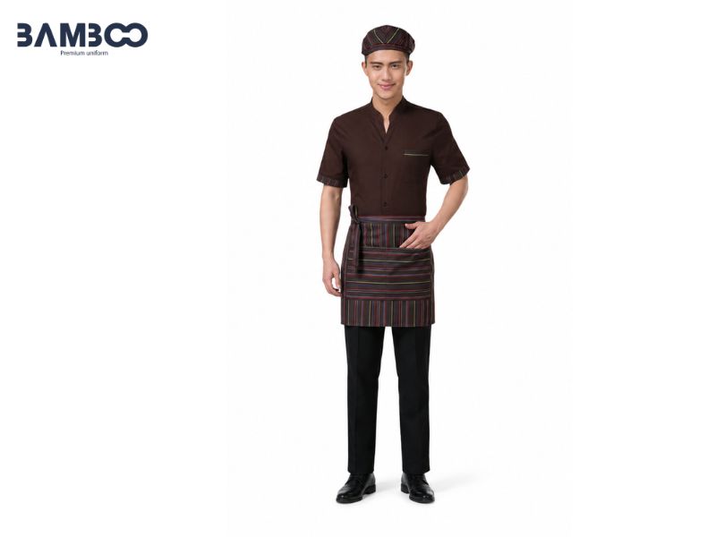 Bamboo Uniform may combo đồng phục nhân viên phục vụ màu nâu trọn gói