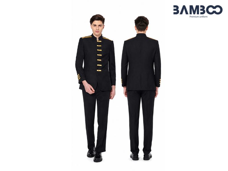 May đồng phục bellman đen tại Bamboo Uniform bền đẹp, giá tốt, sản xuất nhanh