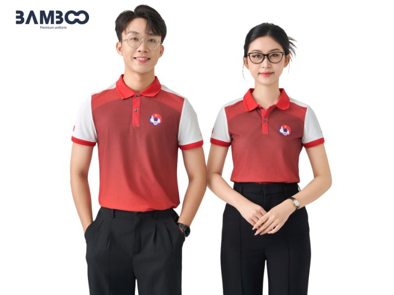 Bamboo Uniform may đồng phục màu đỏ chất lượng cao, giá tốt