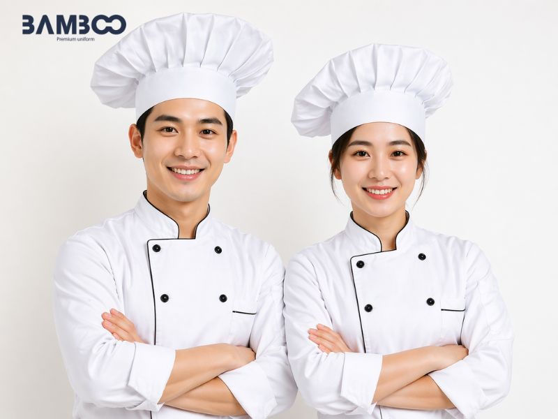 Bamboo Uniform may mũ bếp xếp ly chất lượng, giá tốt, hỗ trợ trọn gói