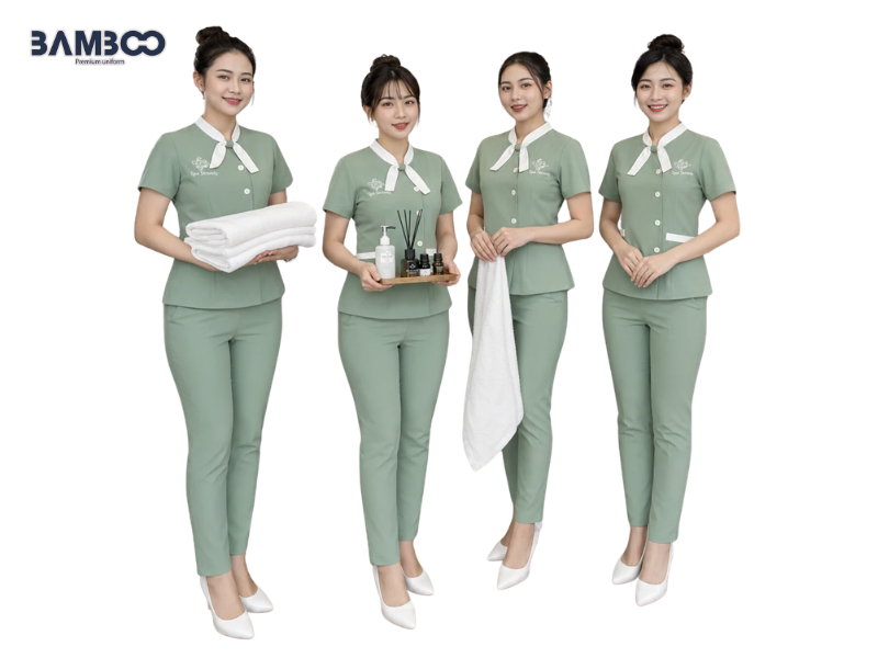 Bamboo Uniform may đồng phục spa TP.HCM theo yêu cầu, đa dạng mẫu mã, chất liệu, quy mô và đảm bảo chất lượng