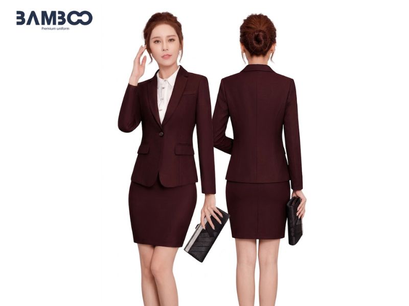 Bamboo Uniform may vest nữ tím đất cao cấp, form chuẩn, vải đẹp, giá xưởng