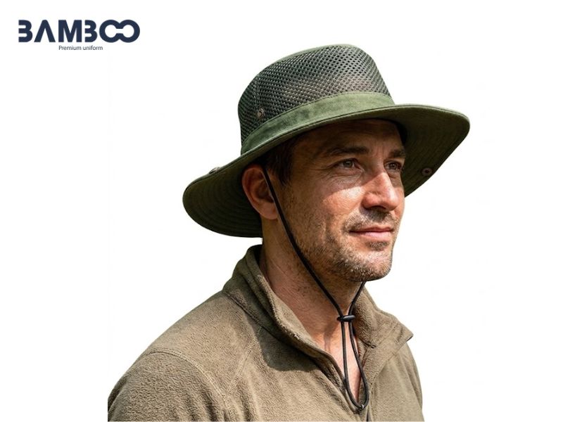 Bamboo Uniform may nón tai bèo xanh lá đậm chất lượng cao, bền đẹp, giá xưởng