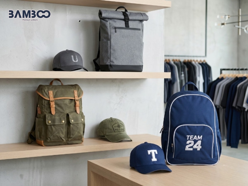 Bamboo Uniform may nón kết và balo theo yêu cầu, trực tiếp tại xưởng, đa dạng mẫu mã 