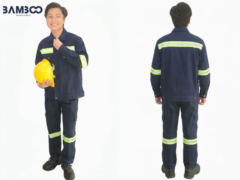 Quy trình đặt may quần áo bảo hộ màu xanh đen Bamboo Uniform chuyên nghiệp, nhanh chóng