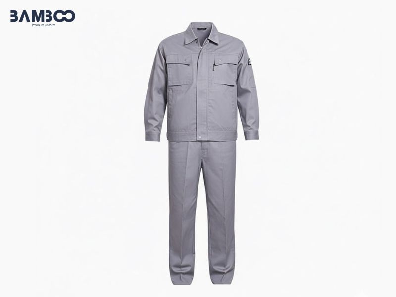 Bamboo Uniform may quần áo bảo hộ nhân viên màu xám bạc chất lượng