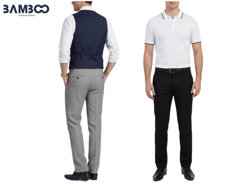Bamboo Uniform may quần tây nam đồng phục xám, đen chuẩn form