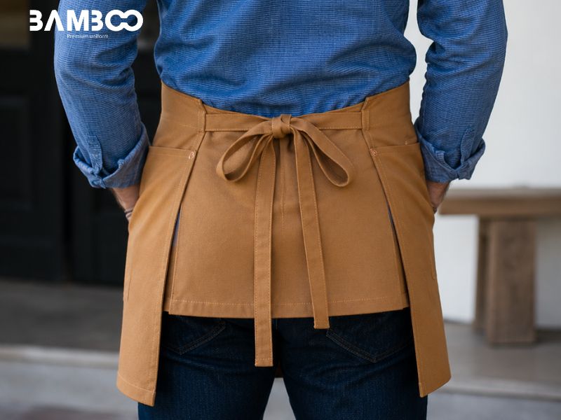 Bamboo Uniform may tạp dề nâu vàng bền đẹp, thiết kế theo yêu cầu, giá hợp lý