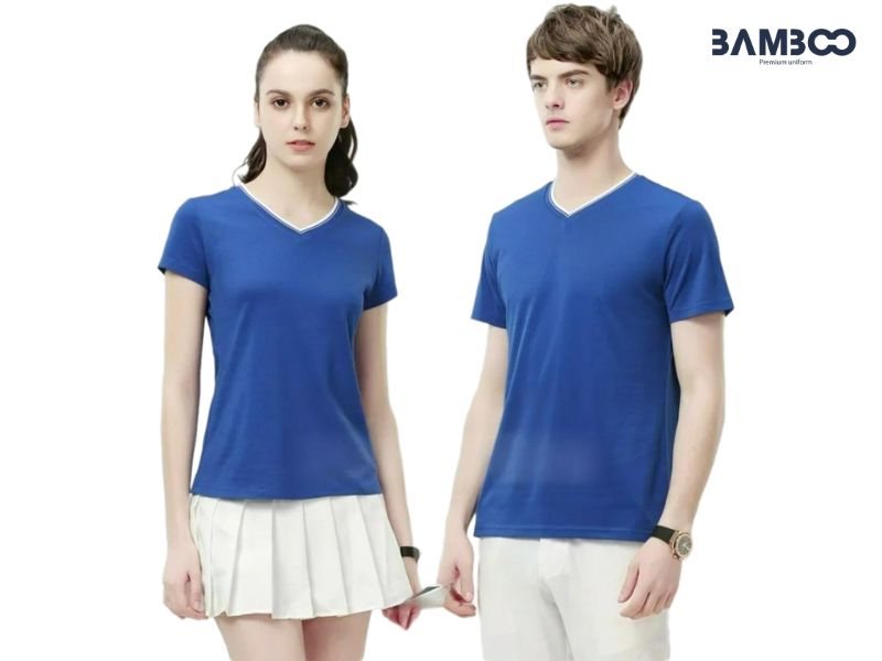 Bamboo Uniform may đồng phục áo thun cổ tim chất lượng