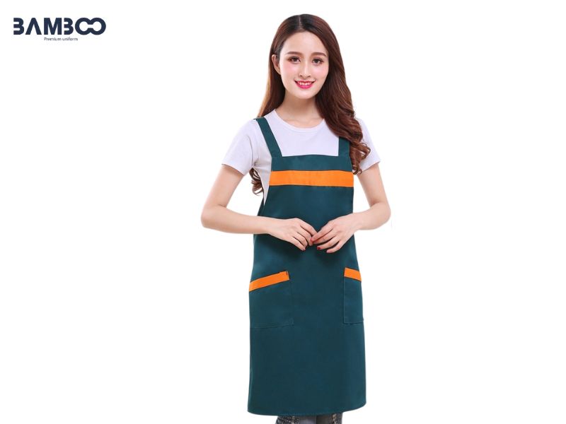 Bamboo Uniform may tạp dề đồng phục xanh biển theo yêu cầu, giá tốt