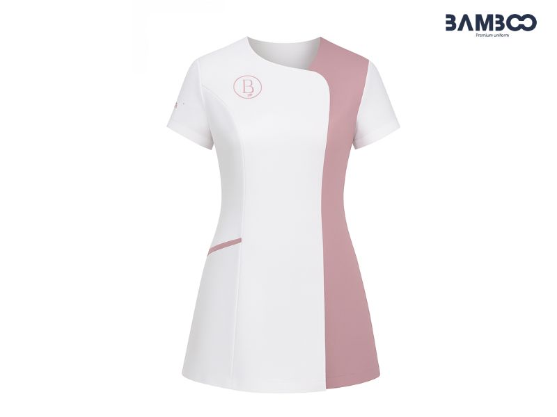 Bảo quản áo spa phối trắng hồng bền đẹp, dùy trì vẻ chuyên nghiệp và chỉn chu