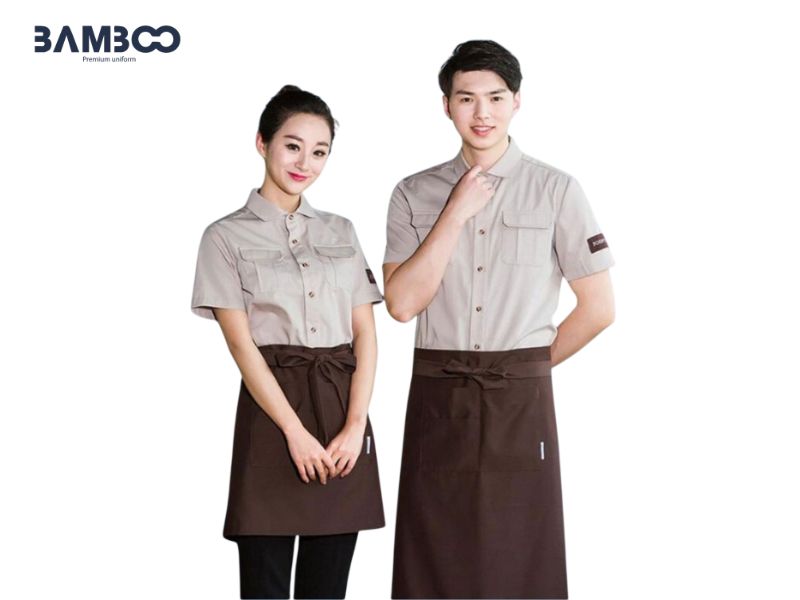 Đồng phục nhà hàng Hàn Quốc thiết kế đồng bộ, chọn vải phù hợp, tối ưu size và in thêu logo chuẩn